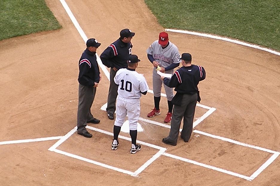 Exchanging the Line Ups on grass at PNC Field