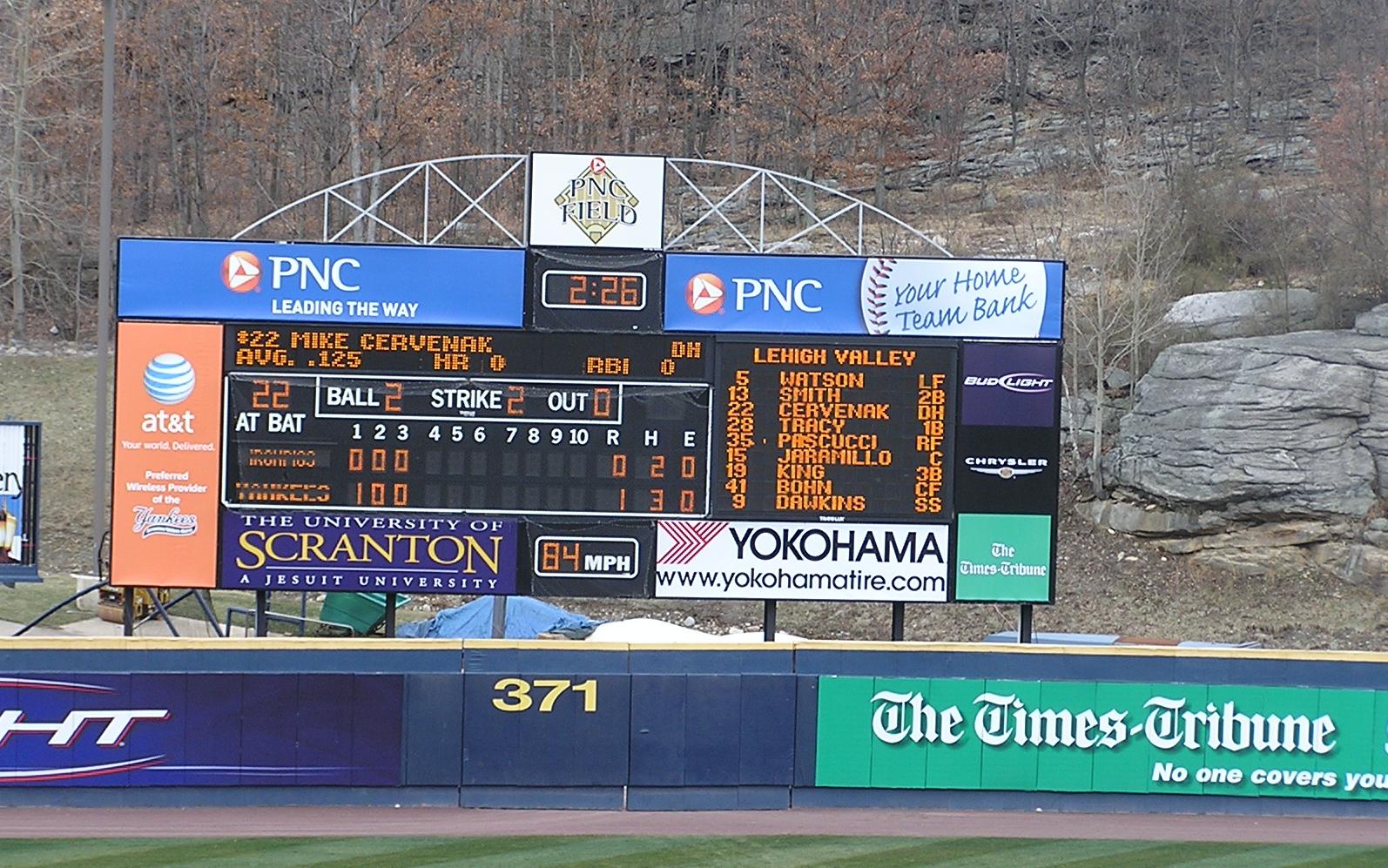 PNC Field's Scoreboard - Moosic, Pa